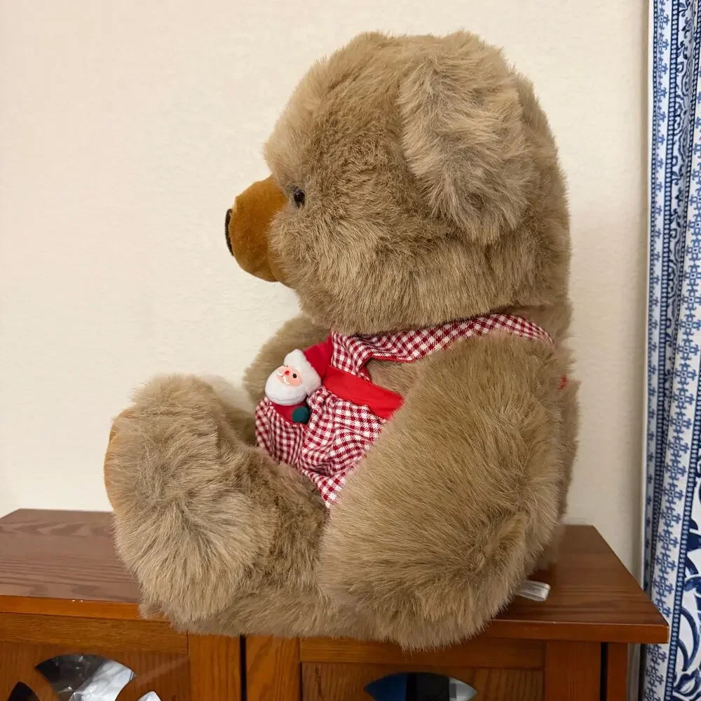 RARE Vtg JC Penny Holiday Collection Bear Large Plush Gingham Apron Christmas